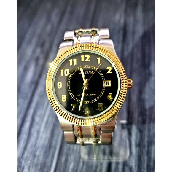 Pristine Rare Vintage WALTHAM President 80's Black Date just Retro Men's Watch - Picture 3 of 11